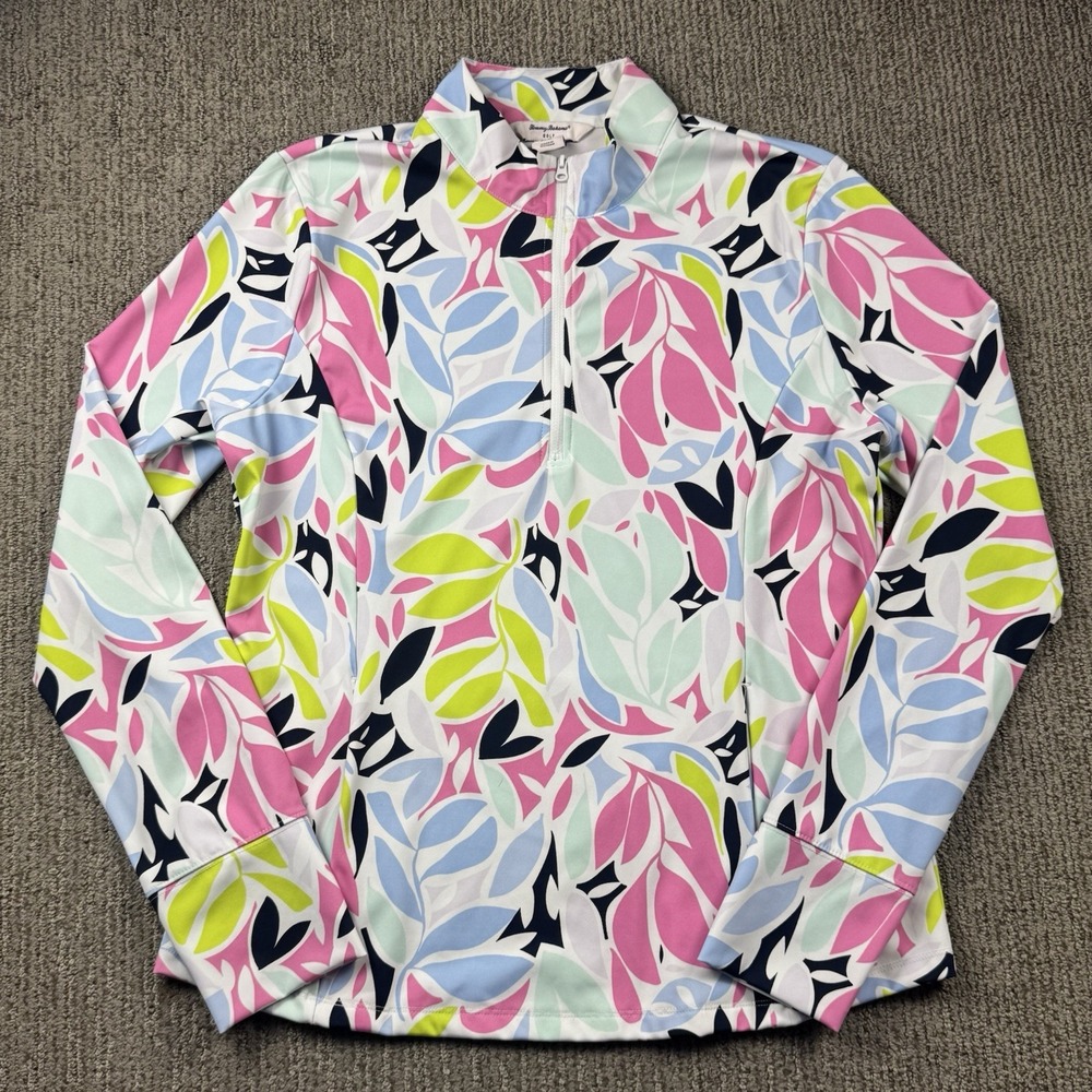Tommy Bahama Womens XL Golf 1/2 Zip Performance Pullover Long Sleeve Colorful